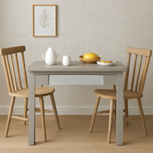Mesa de cocina extensible Carmen realizada artesanalmente con melamina Blanco soft canto efecto cristal