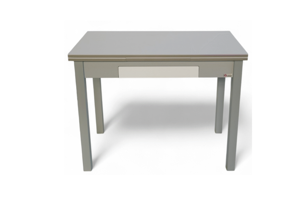 Mesa de cocina extensible Carmen realizada artesanalmente con melamina Blanco soft canto efecto cristal - Imagen 2