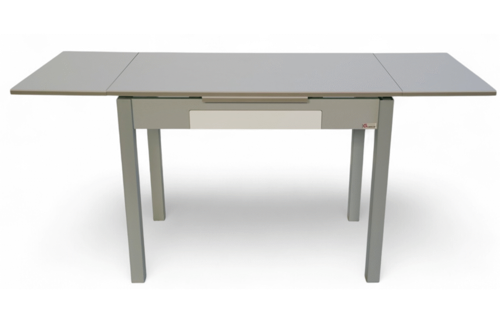 Mesa de cocina extensible Carmen realizada artesanalmente con melamina Blanco soft canto efecto cristal - Imagen 3