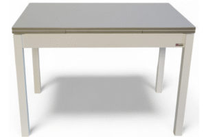 Mesa de cocina extensible Charlotte BB hecha a mano con melamina Blanco Soft - 110x70