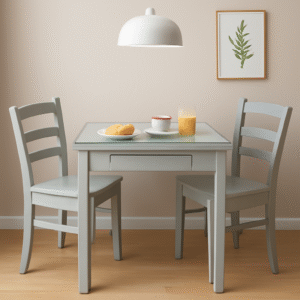 Mesa de cocina extensible libro Ainara hecha a mano con cristal y melamina plata